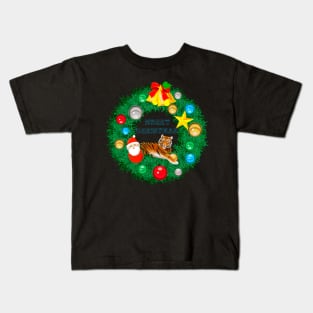 Tiger Wishes Merry Christmas - Merry Catsmas! Kids T-Shirt